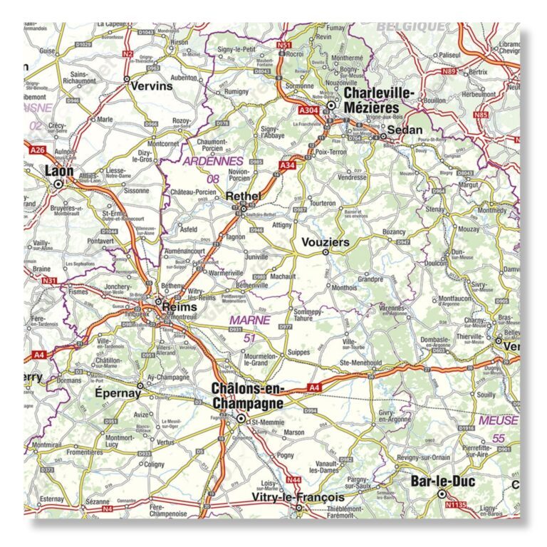 Carte Routière Grand Est affichez votre Zone de Prospection