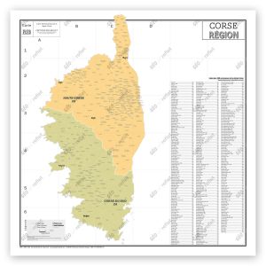 Région Corse - Carte administrative vintage - Poster plastifié Grand Format 120x120cm