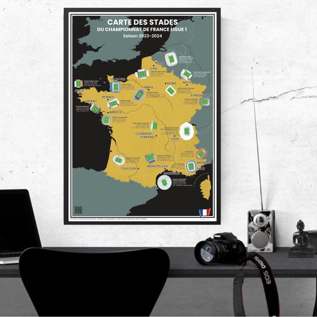 Carte des stades de foot championnat france