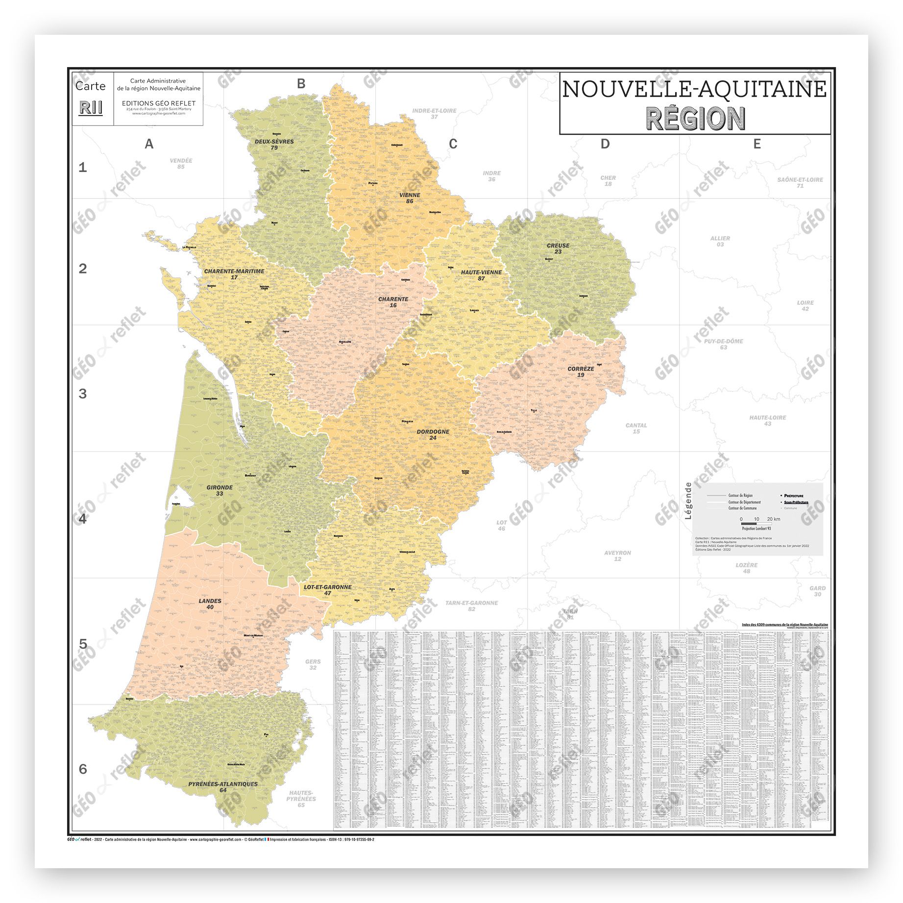 Carte de la Région Nouvelle Aquitaine