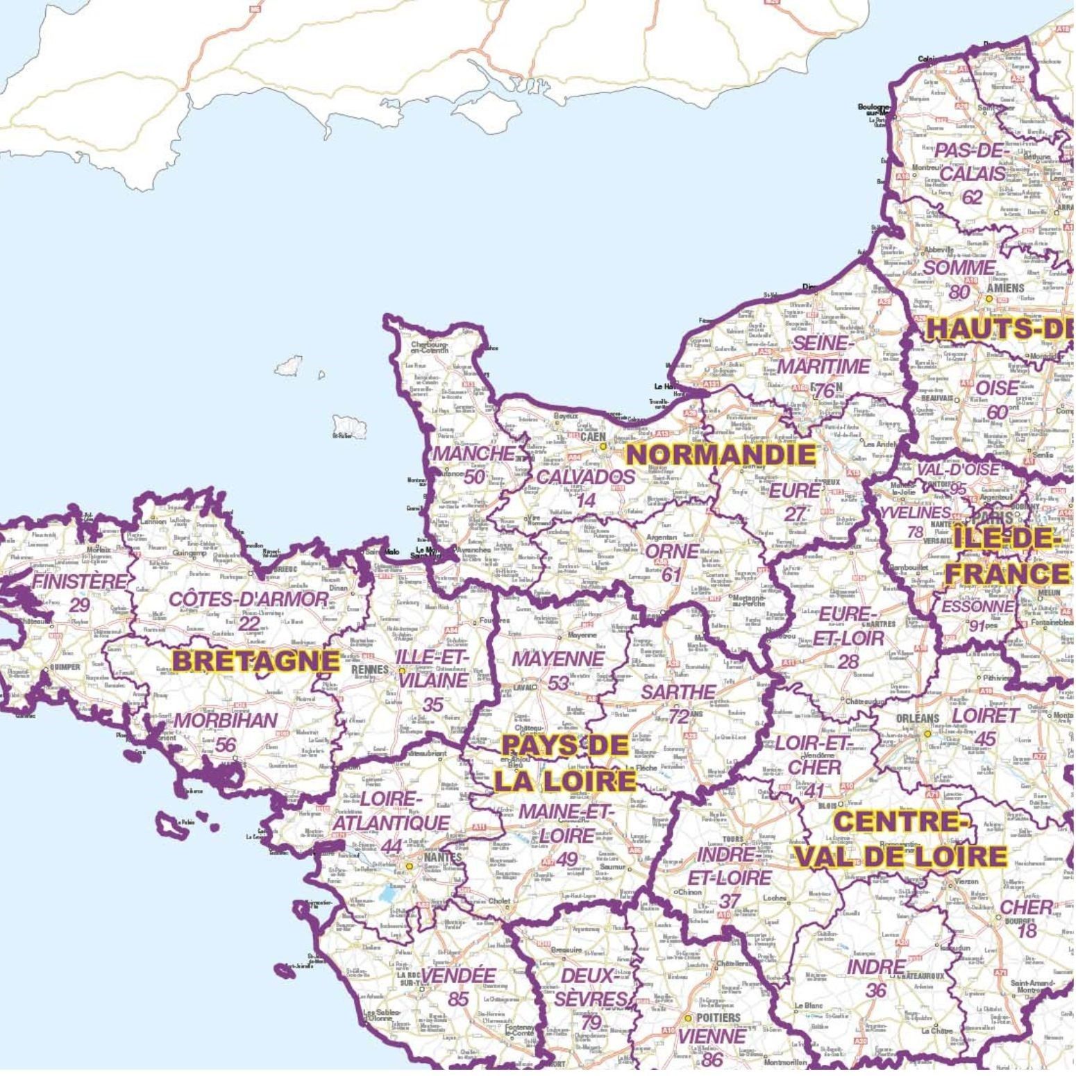 Carte de France routière simplifiée