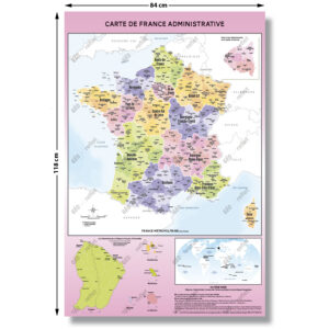 GéoReflet Carte de France Murale - Carte de France Routière - Poster  Plastifié 100x100CM : : Fournitures de bureau