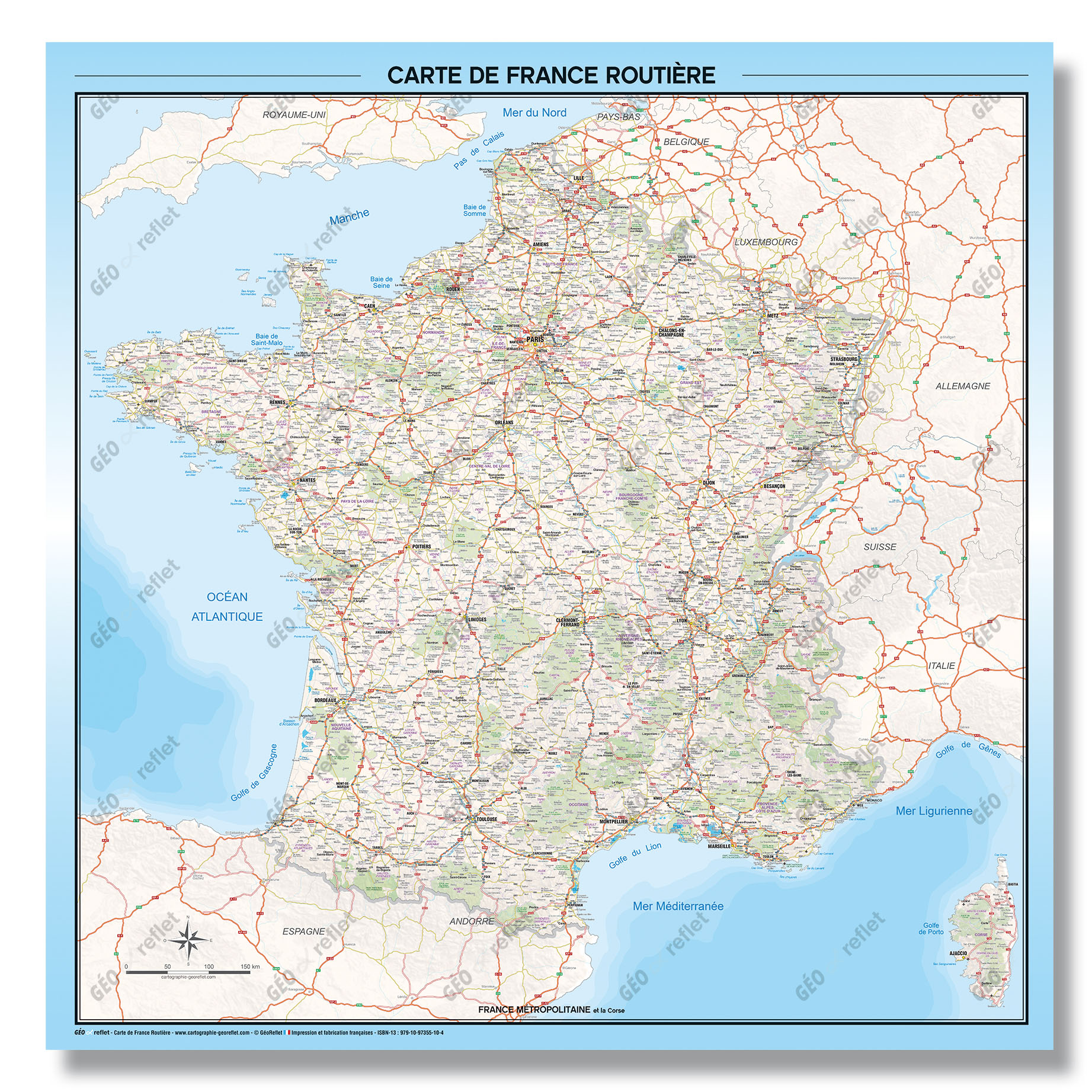 Poster France : Affiches de la Carte de France : grand format et plastifiées