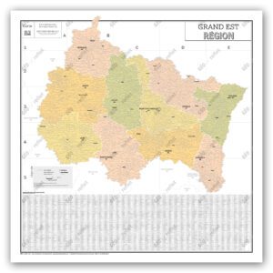 Région Grand Est - Carte administrative vintage - Poster plastifié Grand Format 120x120cm