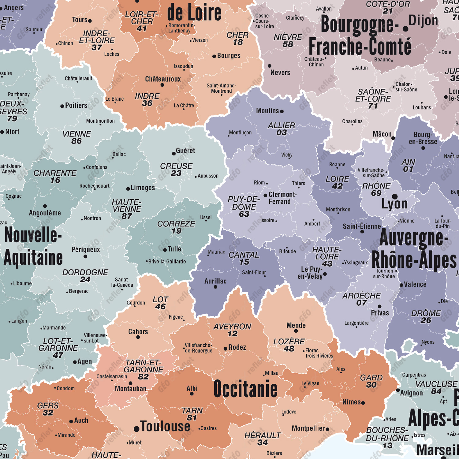 Poster France Administrative Nouvelles Régions