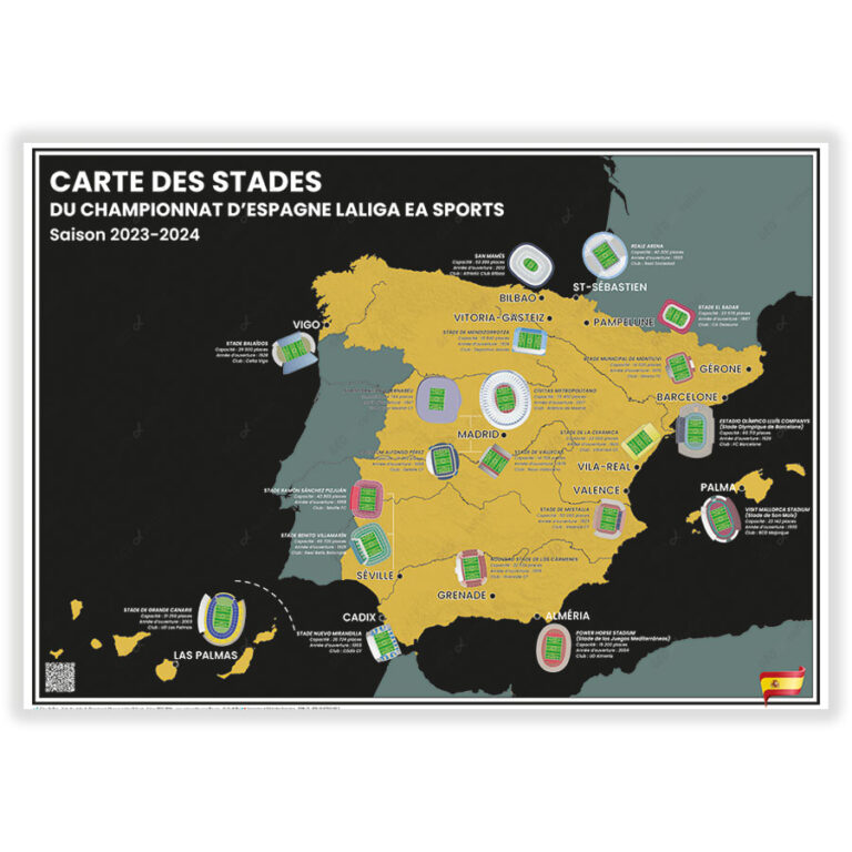 Carte des Stades de Foot du Championnat d’Espagne LaLiga EA Sports