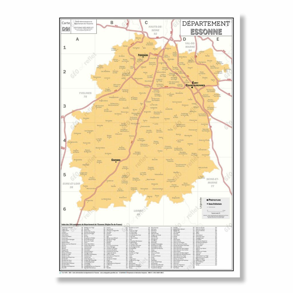 91 - Département de l'Essonne - Carte géographique