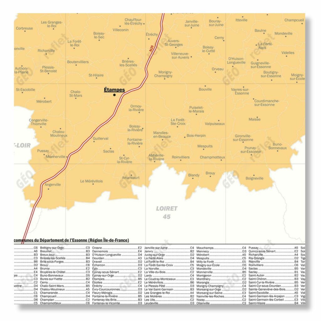 91 - Département de l'Essonne - Carte géographique