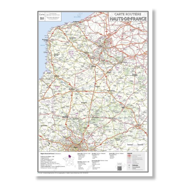 Carte routière de la région Hauts-de-France