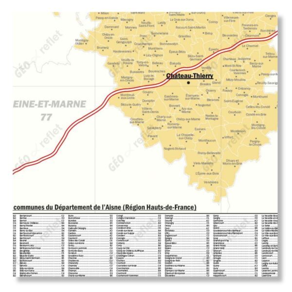 Carte du département de l'Aisne - extrait