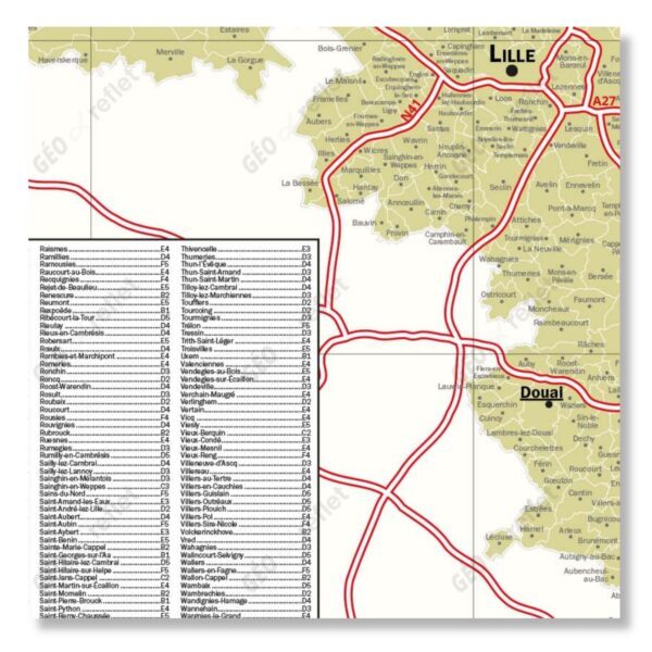 Carte du département du Nord - extrait