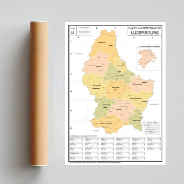 Carte administrative du Luxembourg - extrait